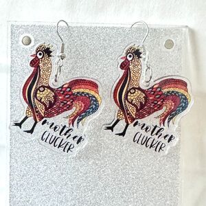 5/$25 Mother Clucker Rooster Novelty Drop Earrings NWT